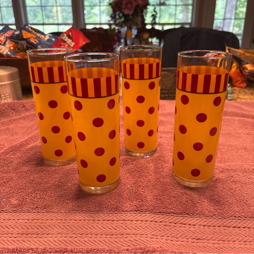 Vintage Gail Pittman Tom Collin’s tumbler’s set of 4 12 oz  each B-3